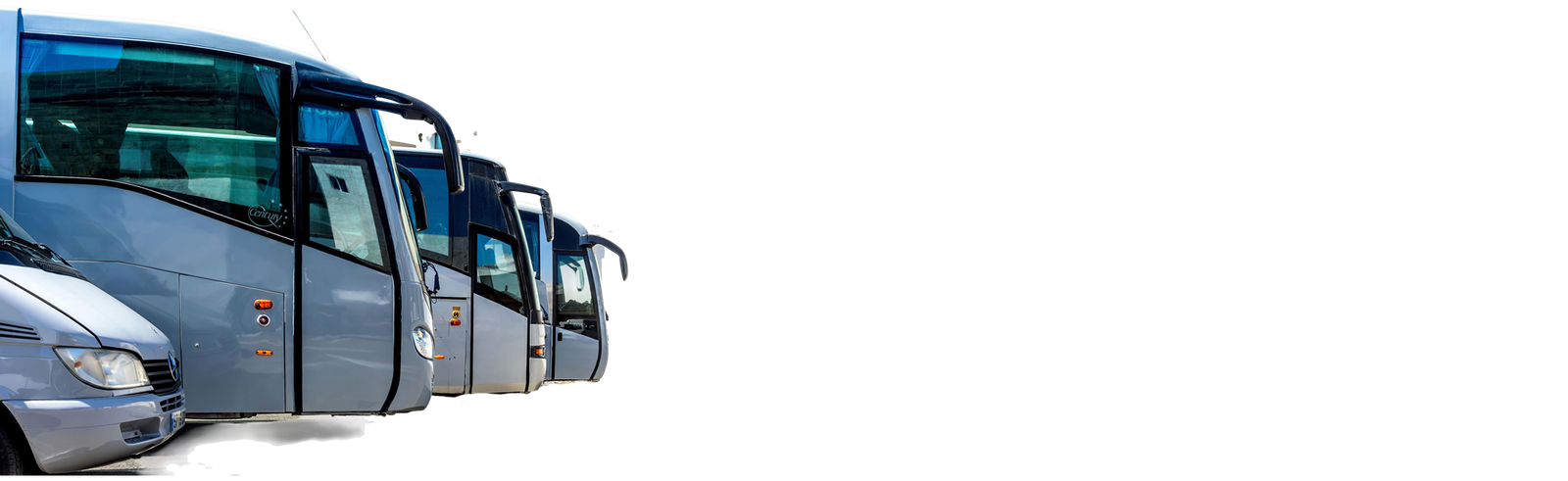 Imagen lateral de varios bus de color gris